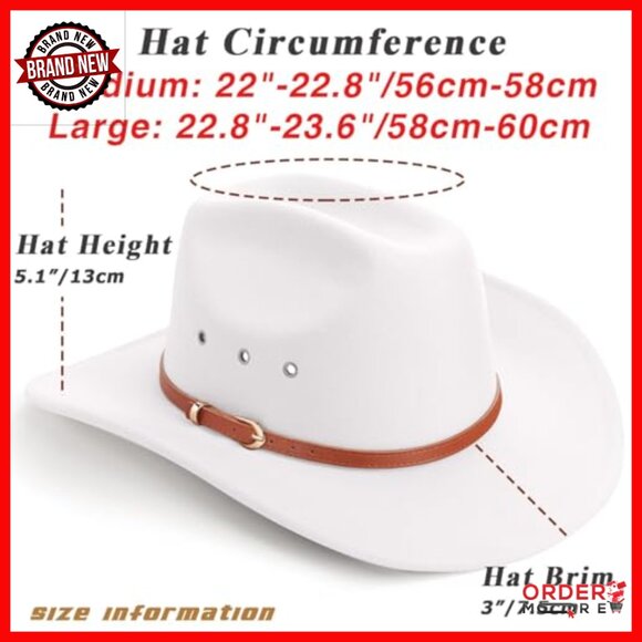 Western Cowboy Hat Unisex Felt Wide Brim Belt Buckle Retro Fedora main image 4